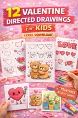 12 Valentine Directed Drawings For Kids (Free Download)