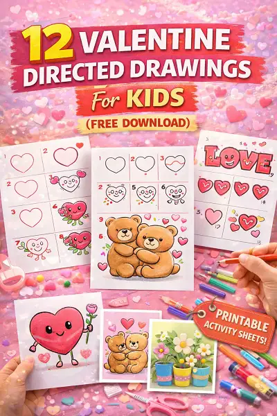 12 Valentine Directed Drawings For Kids (Free Download)