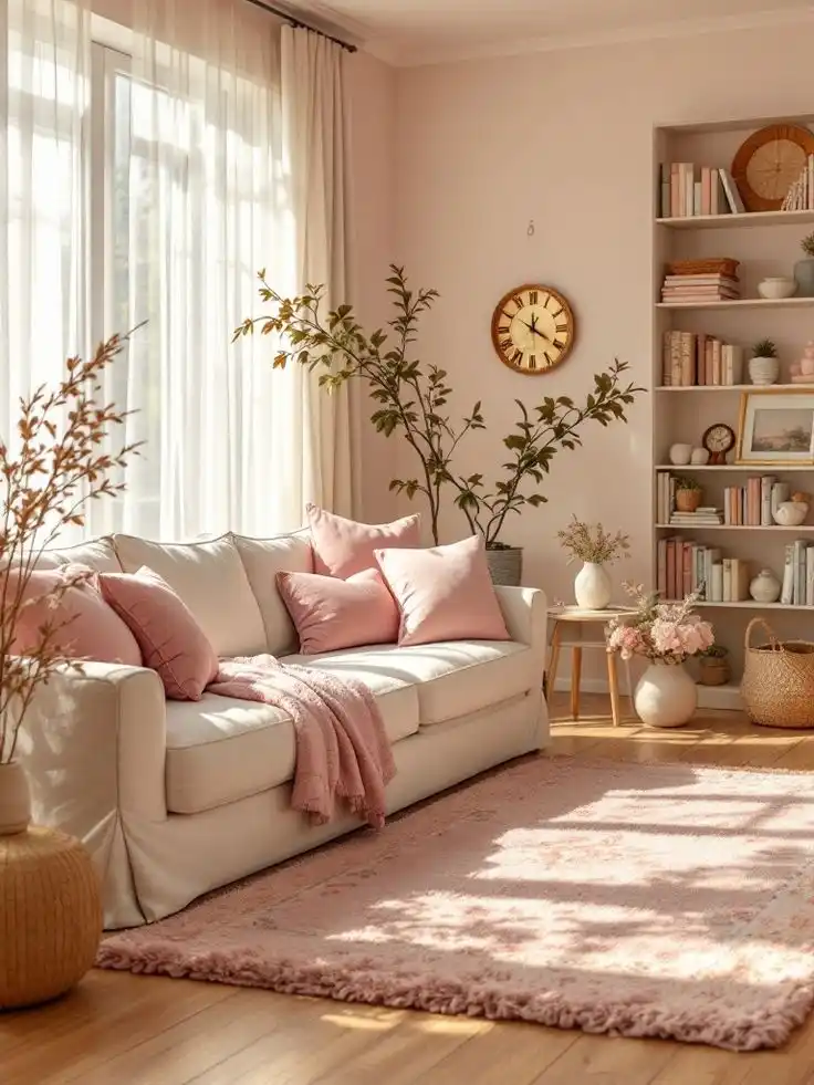 Blush-Toned Spring Living Room Oasis