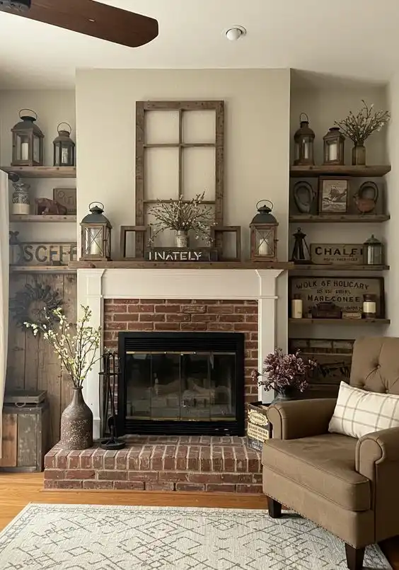 Rustic Charm: Cozy Above Fireplace Decor