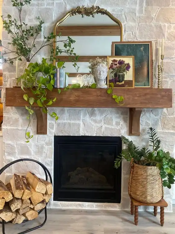Charming Rustic Elegance: Above Fireplace Decor