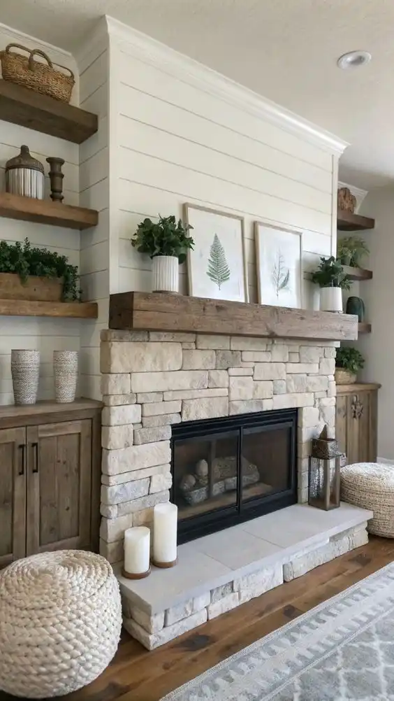 Rustic Charm Above a Cozy Fireplace