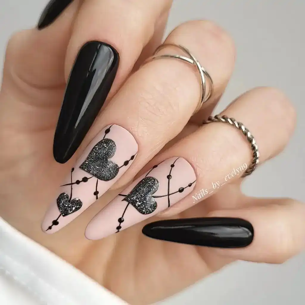 20+ Black Valentine’s Day Nails That Feel Bold, Romantic, and Totally Chic