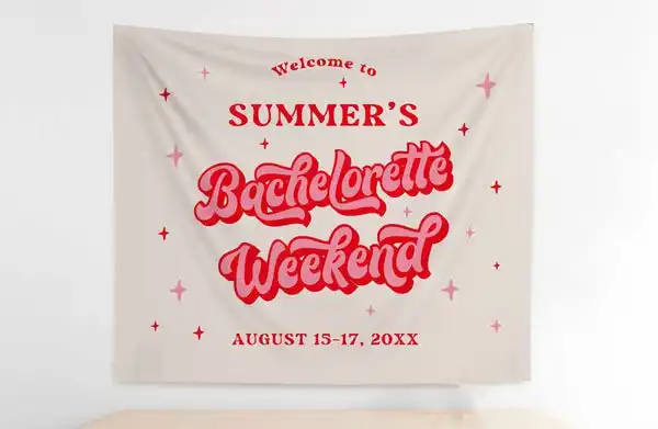 Retro Bachelorette Party Welcome Backdrop