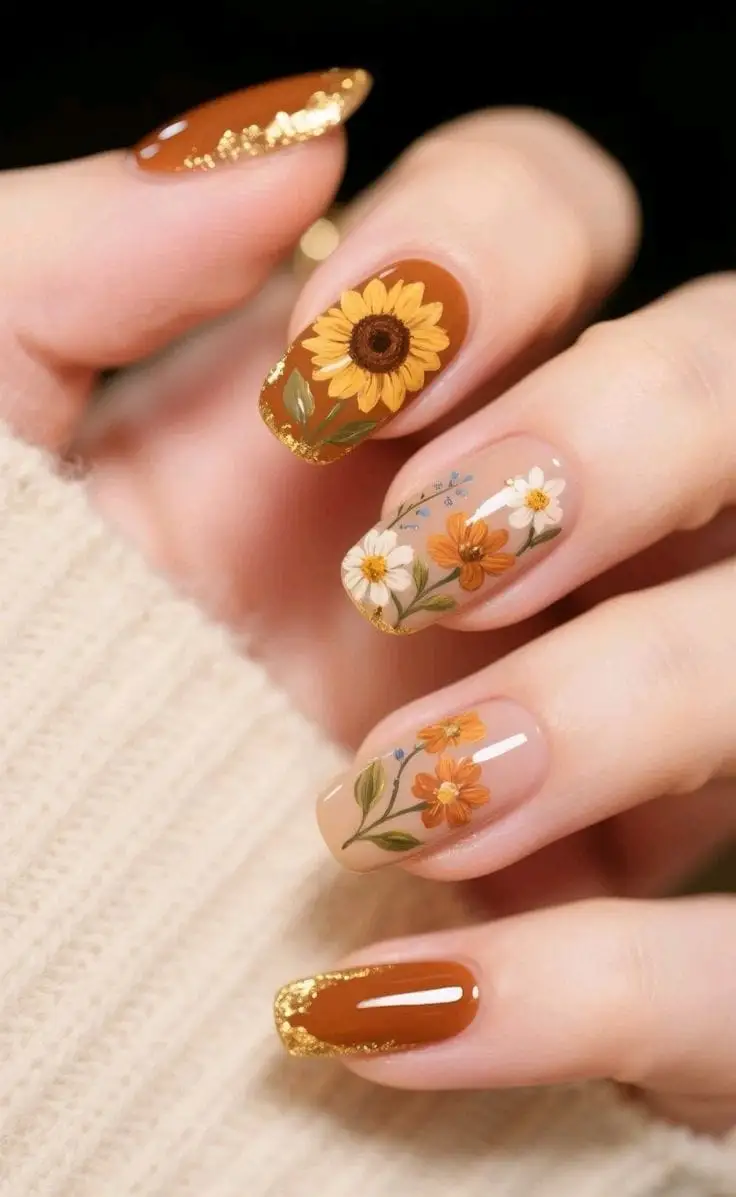 25+ Sunflower Nails That Bring Instant Summer Cheer