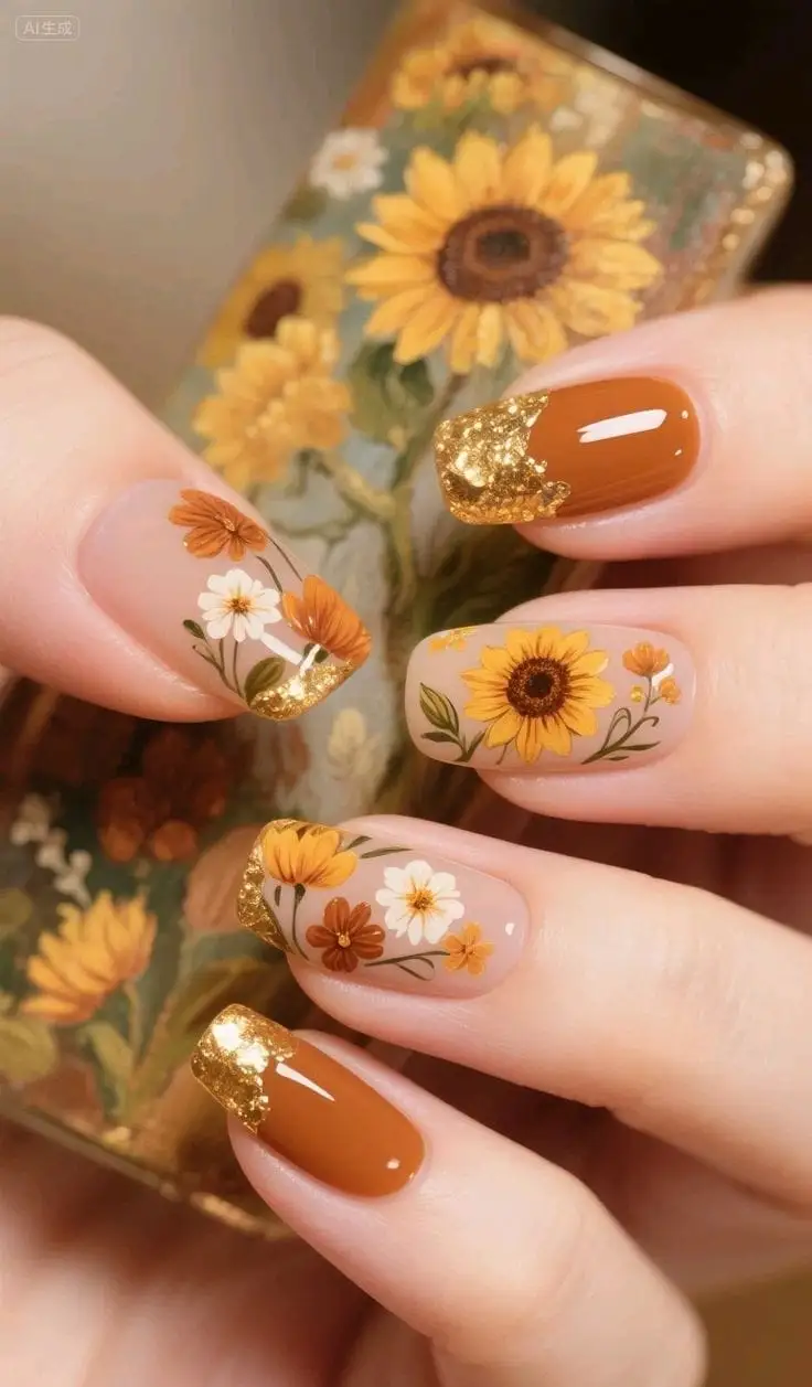 25+ Sunflower Nails That Bring Instant Summer Cheer