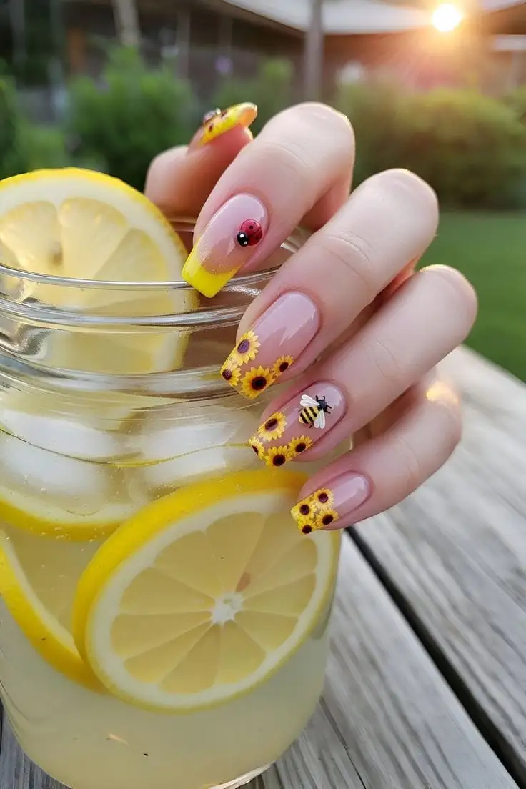 25+ Sunflower Nails That Bring Instant Summer Cheer
