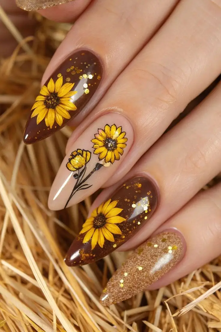 25+ Sunflower Nails That Bring Instant Summer Cheer