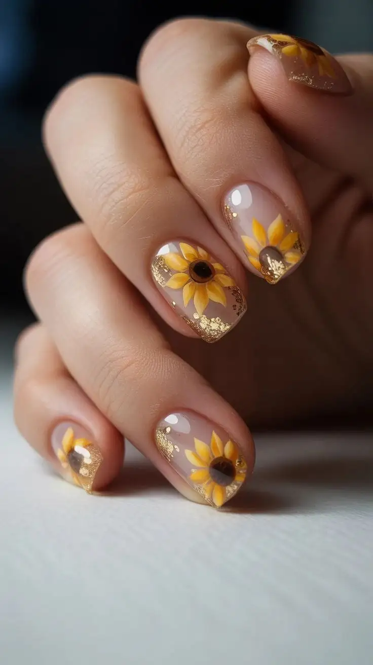 25+ Sunflower Nails That Bring Instant Summer Cheer