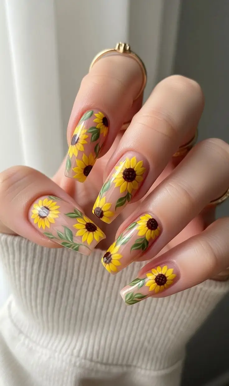 25+ Sunflower Nails That Bring Instant Summer Cheer