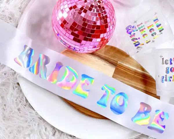 holographic bride sash