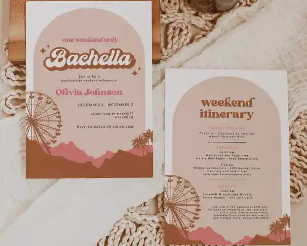 festival bachelorette invitations